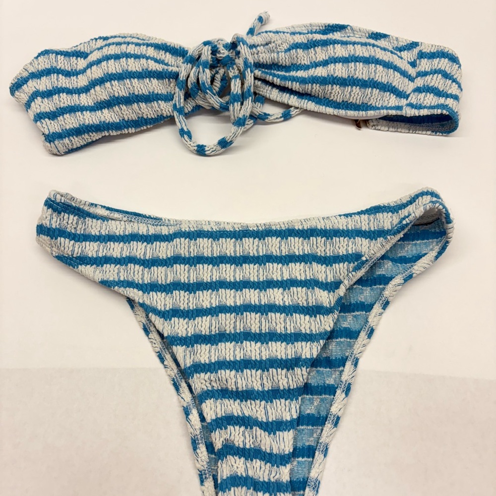 Blue and White Striped Bikini